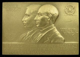 U.  S.  Medal No.  639 Wilbur Orville Wright Brothers Plaque Bronze
