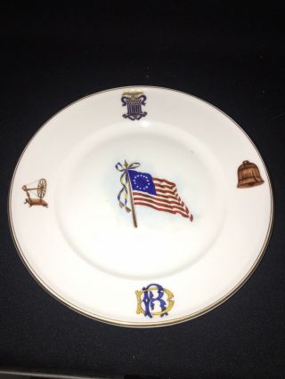 9 1/4 " Theo Haviland Limoges China 13 Star Us Centennial Flag Plate