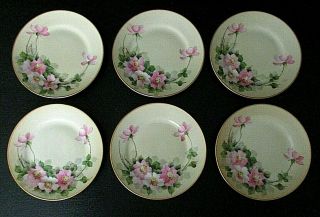 Vintage Hand Painted Porcelain Dessert Plates,  Signed W.  Wilson