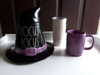Rae Dunn Black & Purple Hocus Pocus Witch Hat Canister Tumbler & Mug 3 Piece