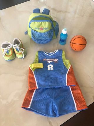 American Girl Truly Me Doll Basketball Outfit Top Shorts Ball Shoes