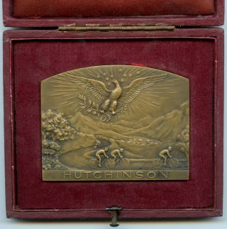 France Art Nouveau Sports Cycling Medal Awarded By Hutchinson Tires,  Boxed