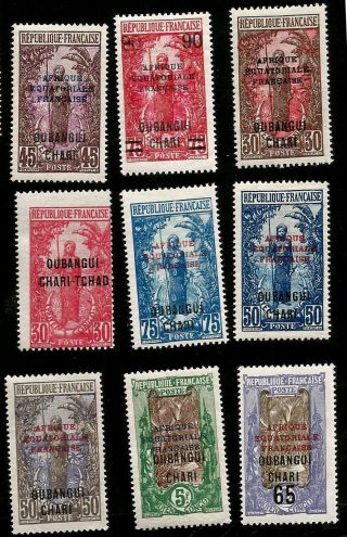 1920s French Africa Ubangi Chari Overprints On Middle Congo To 5 Fr.  Stamps