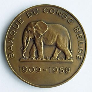 Belgian Congo Banque Du Congo Belge 1909 - 1959 Medal Medaille Belgium