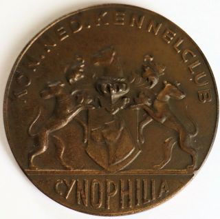 Antique Dutch Bronze Kennel Club Medal Great Dane Cynophilia