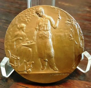 Art Bronze Medal By J.  P.  Legastelois Gas Company Medal Lyon 1920,  Box