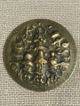 Antique Bronze Medal Of Fátima,  Angel Apparition To Little Shepherds
