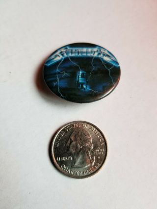 Vintage 1980s Metallica Pinback Button Pin Ride The Lightning Rock N Roll Metal