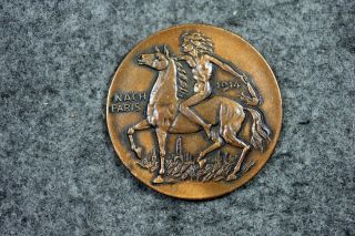 1914 - Wwi Goethe Anti - German Propaganda Bronze Medal Nach Paris J11867