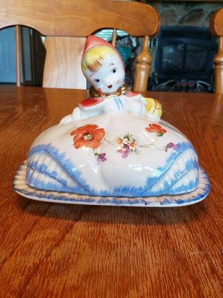 Vintage Hull Little Red Riding Hood Covered Butter Dish 5 1/2 "