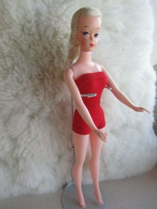 Vintage Bild Lilli Barbie Clone - Platinum Blonde Doll Marked U - Orig Set - Swimsuit