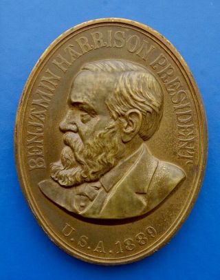 Vintage Benjamin Harrison 56mm Bronze Native American Indian Peace Medal