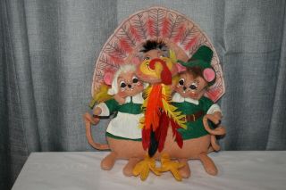 Annalee 2006 Thanksgiving Pilgrim Turkey Mice Plush Holiday Decor 12 "
