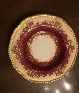 Coalport Red And Raised Gold Scrollwork Soup Bowl/plate.  Circa 1891 - 1920