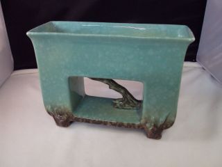 Vintage Roseville Pottery Planter/vase 1054 8 - 1/1 " Twig Pattern Teal Green A14