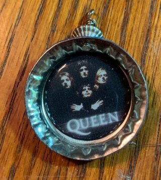 Queen Freddie Mercury Stock Group Ooak Bottle Cap Pendant Necklace Handmade Nr