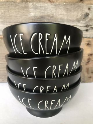 Rae Dunn Ice Cream Black Bowls Set Of 4 Artisan Black Matte Finish