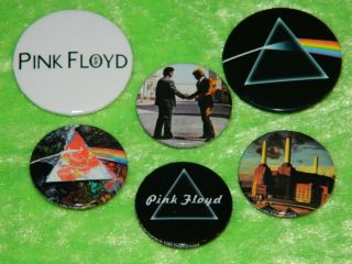 Pink Floyd 6 Button Pin Badges : Dark Side Of Moon,  Wish You Were Here,  Animals