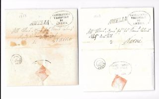Italy - 1836 - 1858 - 4 Fl (stampless Covers) - 2 From Amelia;2 Frompesaro