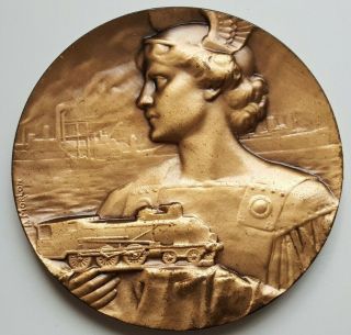 France - French Railways 1949 Bronze Art Medal By Morlon,  59 Mm,  103 Gr