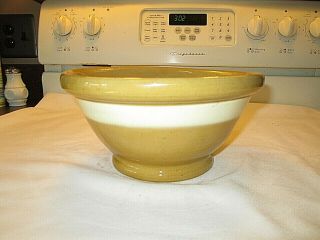Vintage Yelloware Bowl Large White Stripe