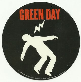 Green Day Shock Man 2000 Rare Circular Vinyl Sticker No Longer Made Import