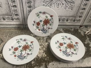 A.  Raynaud Ceralene Limoges France - Hanoi - 5 Salad Plates - 8 7/8 Inches Floral