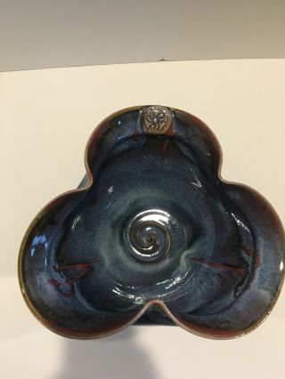 Colm De Ris Blue Irish Pottery Clover Dish