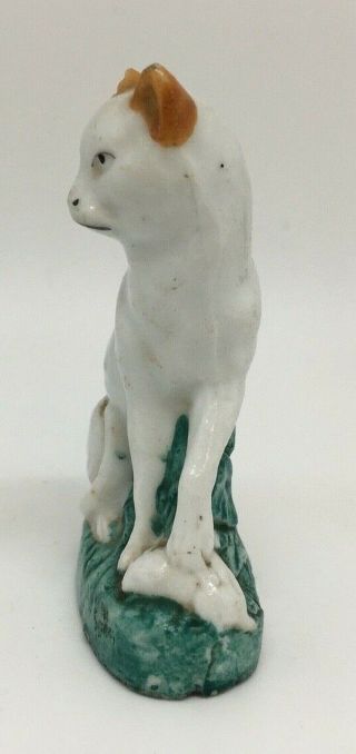 Antique Staffordshire Pottery Cat Figurine Small Seated with Mouse 2