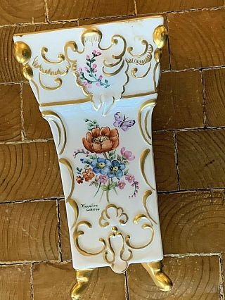 Vintage Fancy Bavaria Porcelain Vase Hand Painted By Analies Schiess 7x4 "