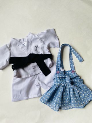 Build - A - Bear Clothes | Karate Boy | Girl Blue Apron Dress | Set Bear Play