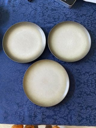3 Vintage Heath Ceramics Sea Sand California Pottery 8 " Salad Plates