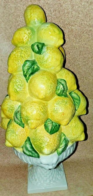 Vintage Majolica Lemon Tree Topiary Centerpiece Ceramic 16 " Tall Italy