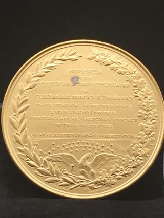 1854 Presidential Commander Duncan N Ingraham 7.  8 Oz Bronze 2