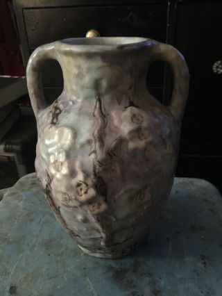 Antique Weller Silvertone double handled Art Pottery Vase 2