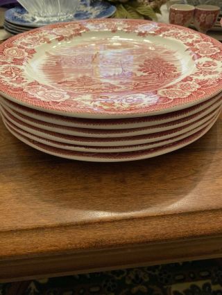 Set Of 6 - Lochs Of Scotland Royal Warwick Red 11” Dinner Plates 3