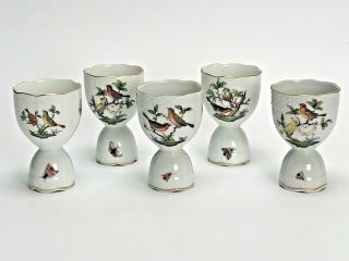 Set Of Five (5) Herend Rothschild Bird Double Egg Cups 263/ro Old Marks