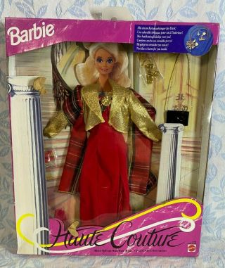 Mattel Barbie Haute Couture Red And Gold Plaid / Tartan Gown From 1994 12167