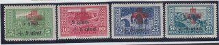 1924 Albania.  Albanian Stamps.  Overprint.  Red.  Cross.  Hinged