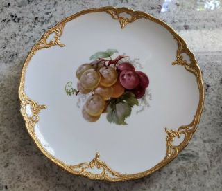 Kpm Berlin Germany Porcelain Fruit Plate 7.  5 " Handpainted Fine Antique Gold Trim
