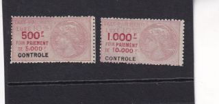 0244 France (revenue) 1918 Taxe De Luxe 500,  1000 Fr.  Quality See Scan
