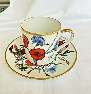 Authorized Gucci Bernardaud Limoges Floral Tea Cup And Saucer W/gold Trim