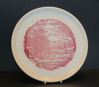 Royal China Currier And Ives Pink/red 10 1/2 " Cake Plate.  F Series
