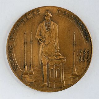 1732 - 1932 George Washington Bicentennial (mason) Medallion (whitehead & Hoag)