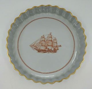 Spode Trade Winds Red 7 1/2 " Quiche Dish Plate Ships Sailing Fine China