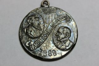 1889 - Medal - Benjamin Harrison - Morton - Campaign Medal - Gen.  Washington First Pres