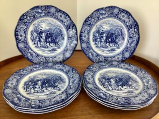 Liberty Blue Luncheon Plates Set Of 8 Staffordshire England Valley Forge