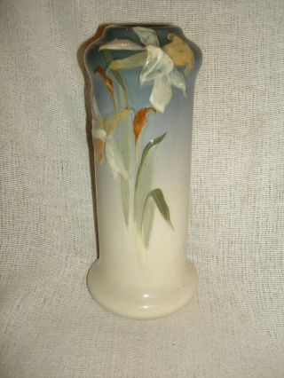 Signed Weller Etna Gray 11 " Vase With Daffodils Artist Signed
