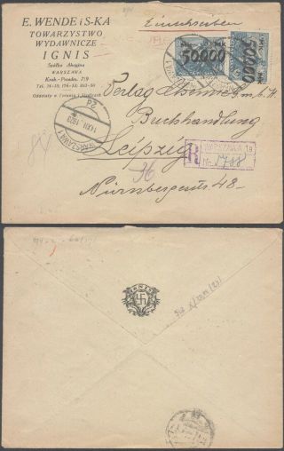 Poland 1923 - Registered Cover To Leipzig Germany 10000/16