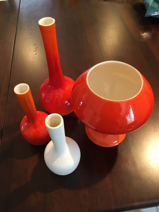 Royal Haeger Orange Vase Set Vintage Mid Century Owner